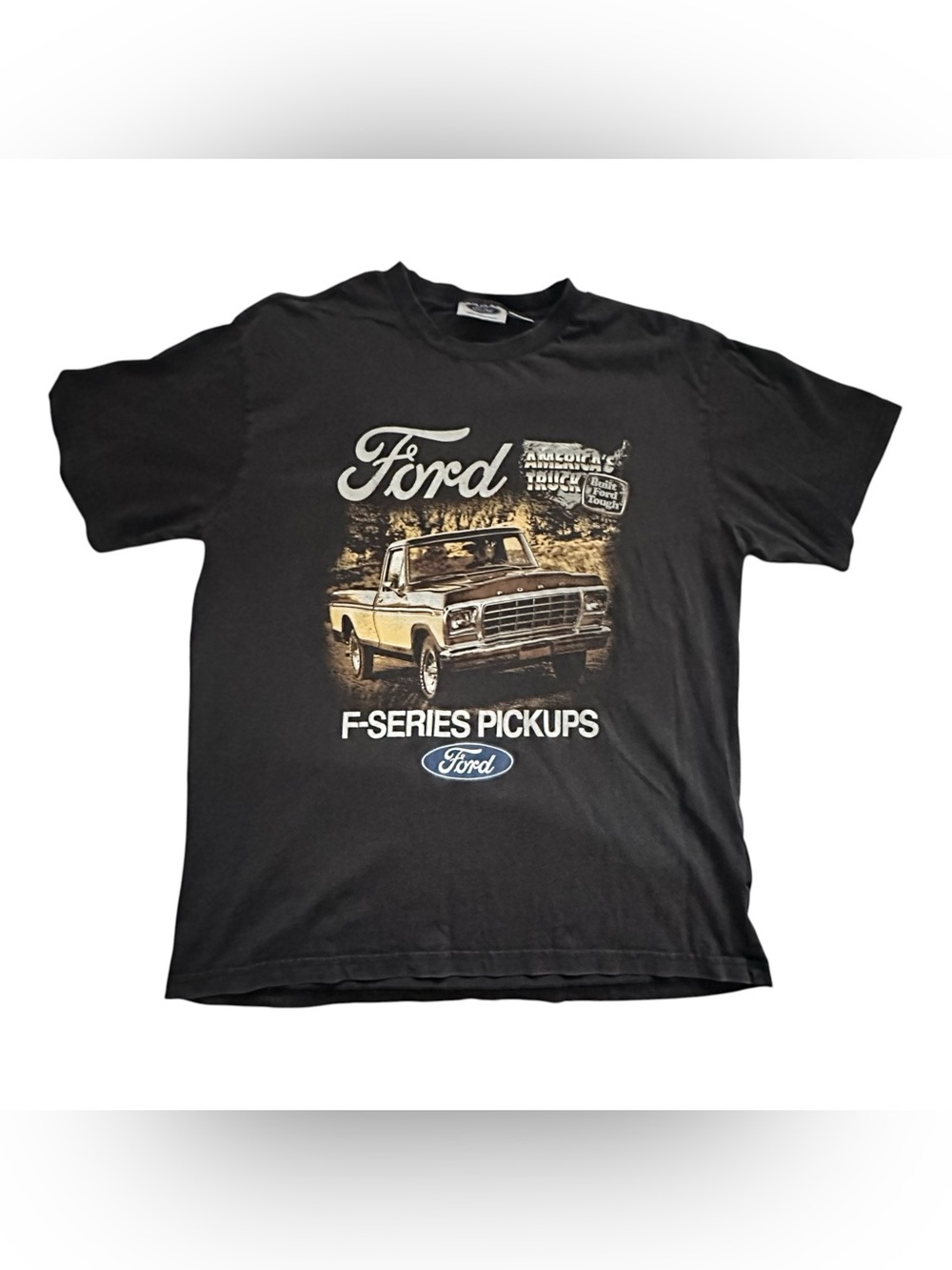 Ford Black F-Series Pickups Graphic Tee with Vintage Truck Art